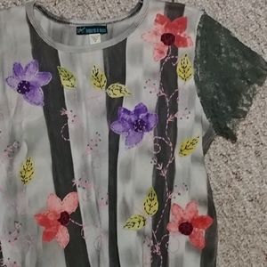 Leopards & Roses floral top